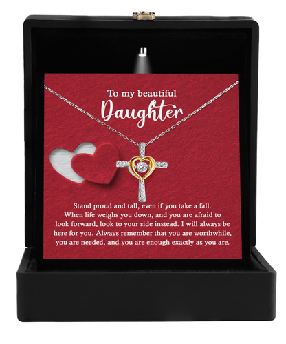 Daughter Inspirational Cross Pendant Necklace Birthday Graduation Wedding Holiday Gift - Mallard Moon Gift Shop