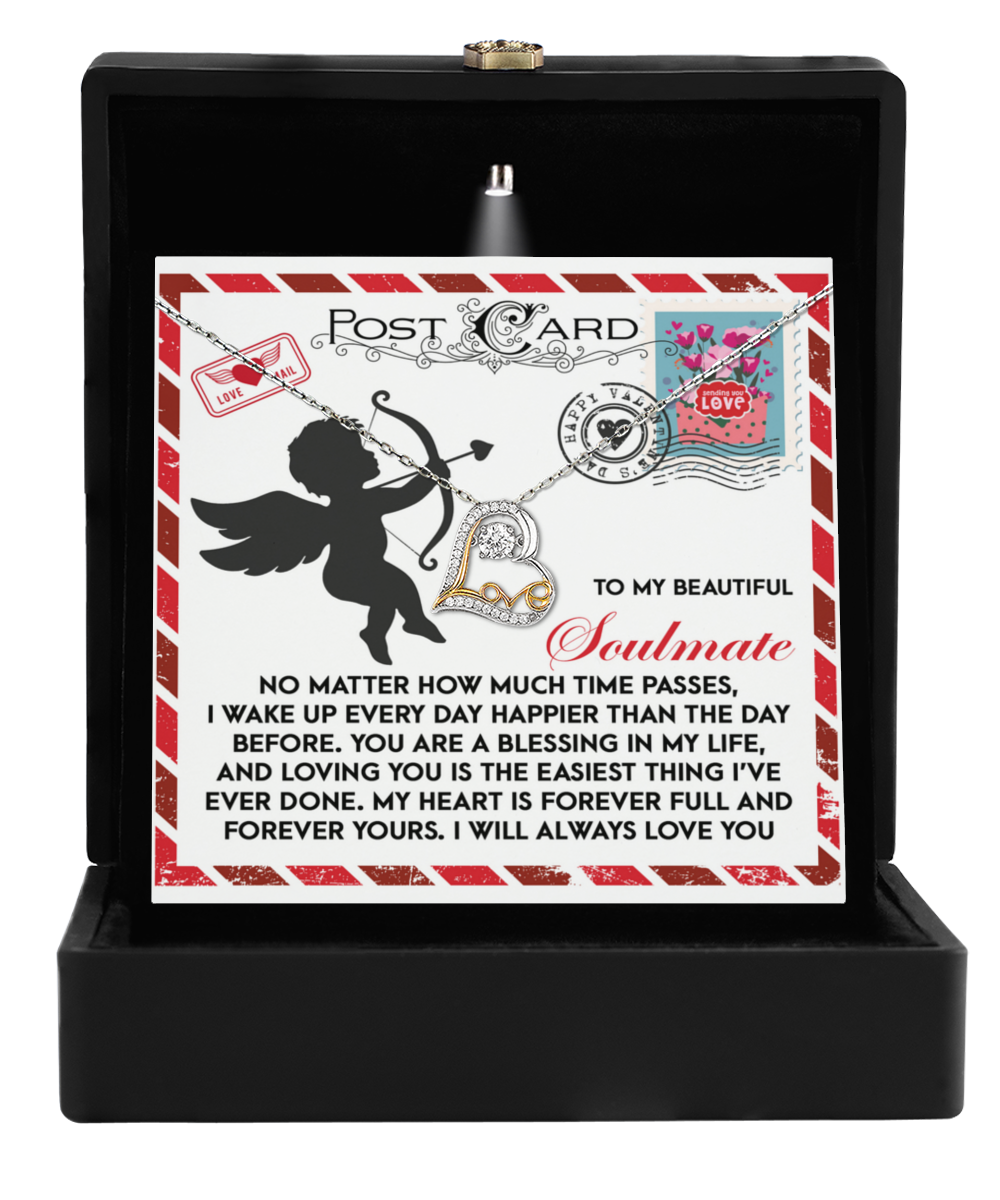 To My Beautiful Soulmate - Love Dancing Heart Necklace – A Heartwarming Valentine’s Day Gift to Express Eternal Love - Mallard Moon Gift Shop