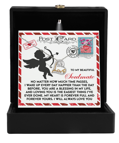 To My Beautiful Soulmate - Love Dancing Heart Necklace – A Heartwarming Valentine’s Day Gift to Express Eternal Love - Mallard Moon Gift Shop