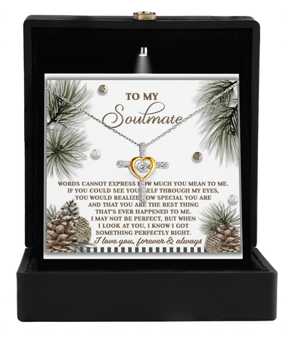 Soulmate, Wife, Girlfriend Romantic Gift - Perfectly Right - Dancing Cross Pendant Necklace - Mallard Moon Gift Shop