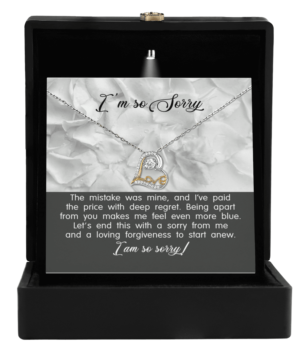 Apology Gift for Girlfriend, Wife, Soulmate - Sorry, With Deep Regret - Love Dancing Heart Pendant Necklace - Mallard Moon Gift Shop