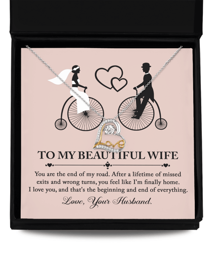 Wife Wedding Day Gift From Husband I am Finally Home Love Dancing Heart Pendant Necklace Gift for Bride from Groom - Mallard Moon Gift Shop