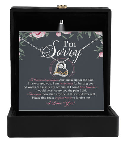 Apology Gift for Girlfriend, Wife, Soulmate - Sorry, World Ever Will - Love Dancing Heart Pendant Necklace - Mallard Moon Gift Shop