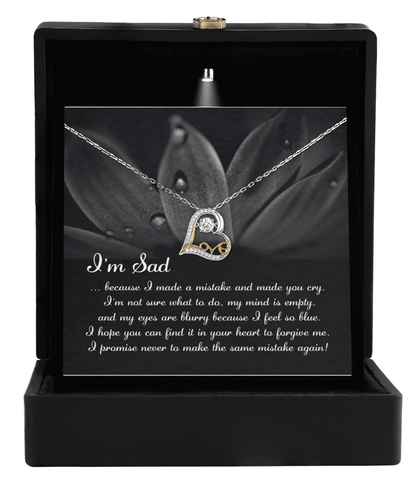 Apology Gift for Girlfriend, Wife, Soulmate - Sorry, Feel So Blue - Love Dancing Heart Pendant Necklace - Mallard Moon Gift Shop