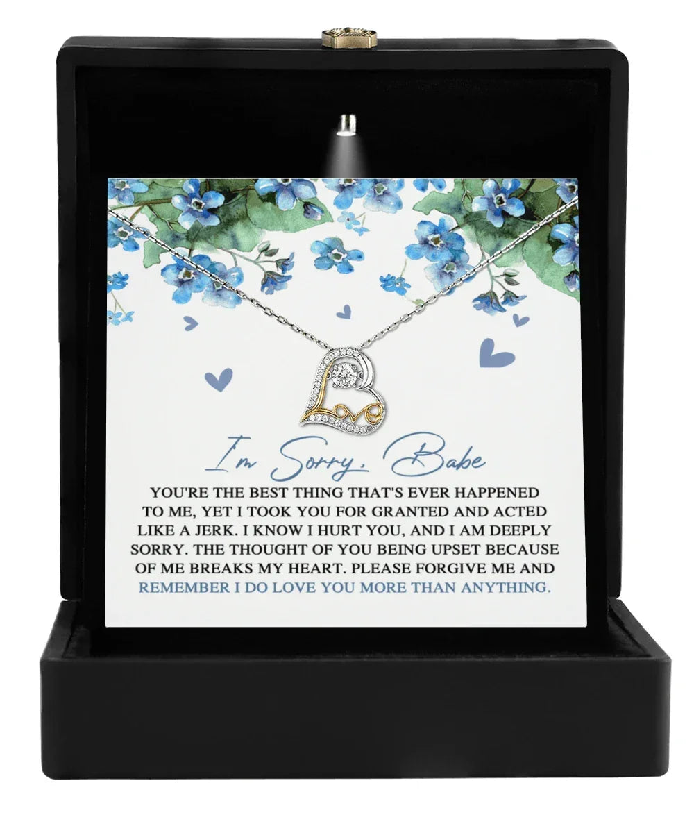 Apology Gift for Girlfriend, Wife, Soulmate - Sorry, More Than Anything - Love Dancing Heart Pendant Necklace