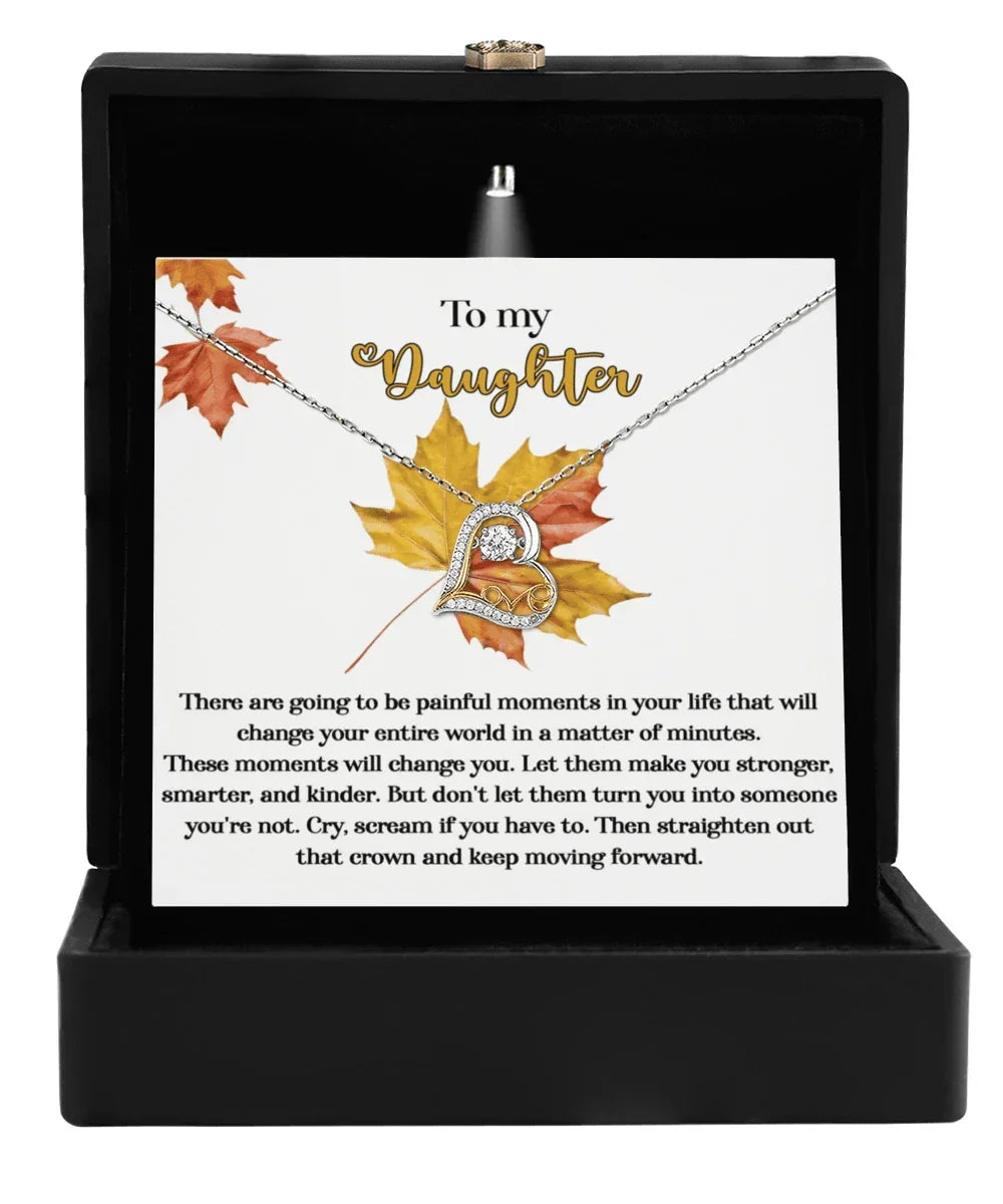 Daughter Birthday, Graduation, Christmas Inspirational Gift - Make You Stronger - Love Dancing Heart Pendant Necklace