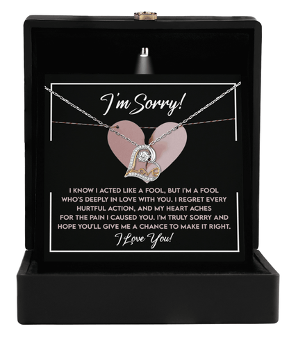 Apology Gift for Girlfriend, Wife, Soulmate - Sorry, Deeply In Love - Love Dancing Heart Pendant Necklace - Mallard Moon Gift Shop