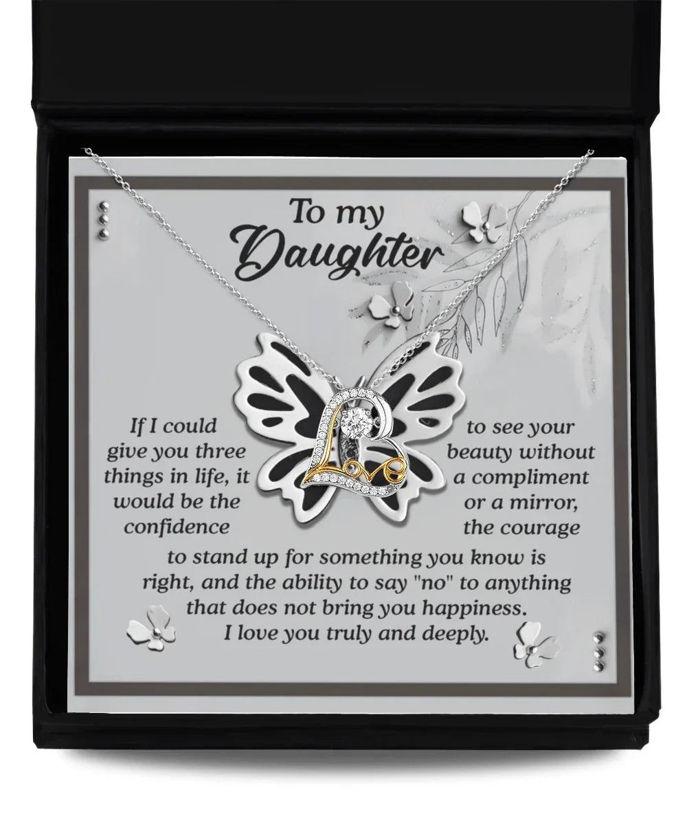 Daughter Birthday, Graduation, Christmas Inspirational Gift - See Your Beauty - Love Dancing Heart Pendant Necklace