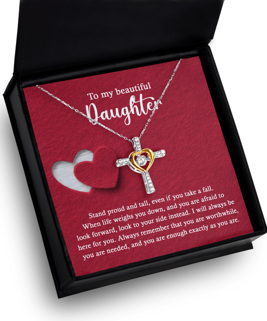 Daughter Inspirational Cross Pendant Necklace Birthday Graduation Wedding Holiday Gift - Mallard Moon Gift Shop