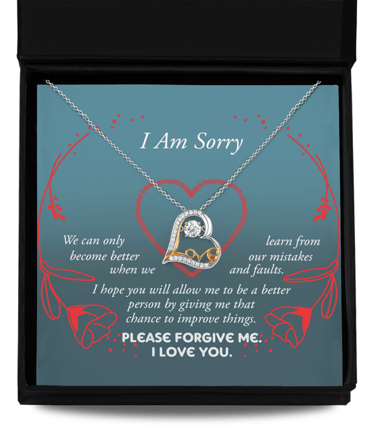 Apology Gift for Girlfriend, Wife, Soulmate - Sorry, Mistakes And Faults - Love Dancing Heart Pendant Necklace - Mallard Moon Gift Shop