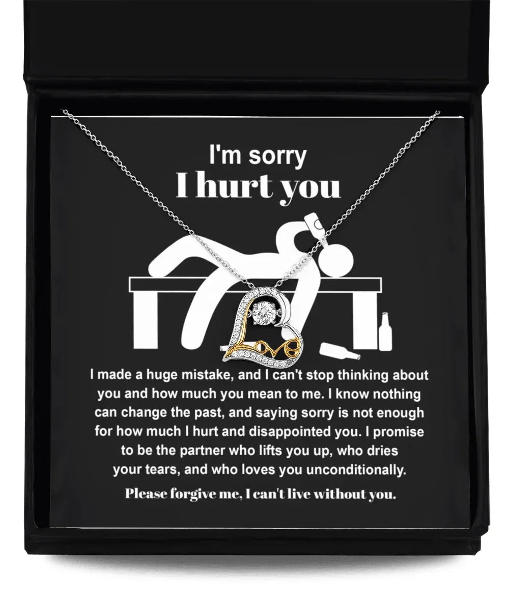 Apology Gift for Girlfriend, Wife, Soulmate - Sorry, Nothing Can Change The Past - Love Dancing Heart Pendant Necklace