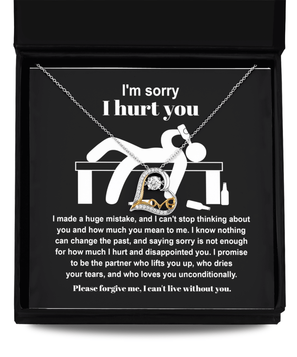 Apology Gift for Girlfriend, Wife, Soulmate - Sorry, Nothing Can Change The Past  - Love Dancing Heart Pendant Necklace - Mallard Moon Gift Shop