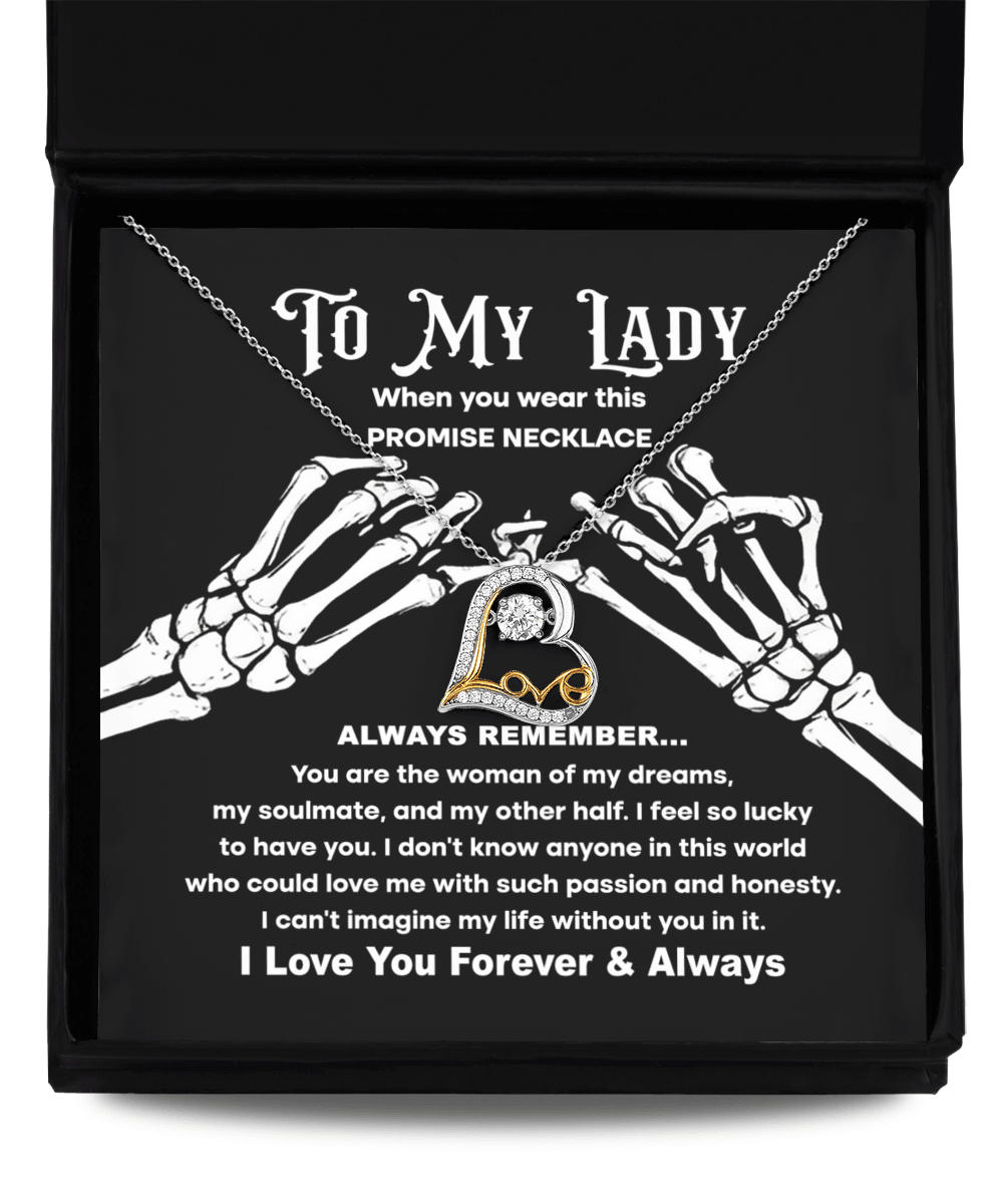 Soulmate Woman of My Dreams Halloween Inspired Love Dancing Heart Necklace - Mallard Moon Gift Shop