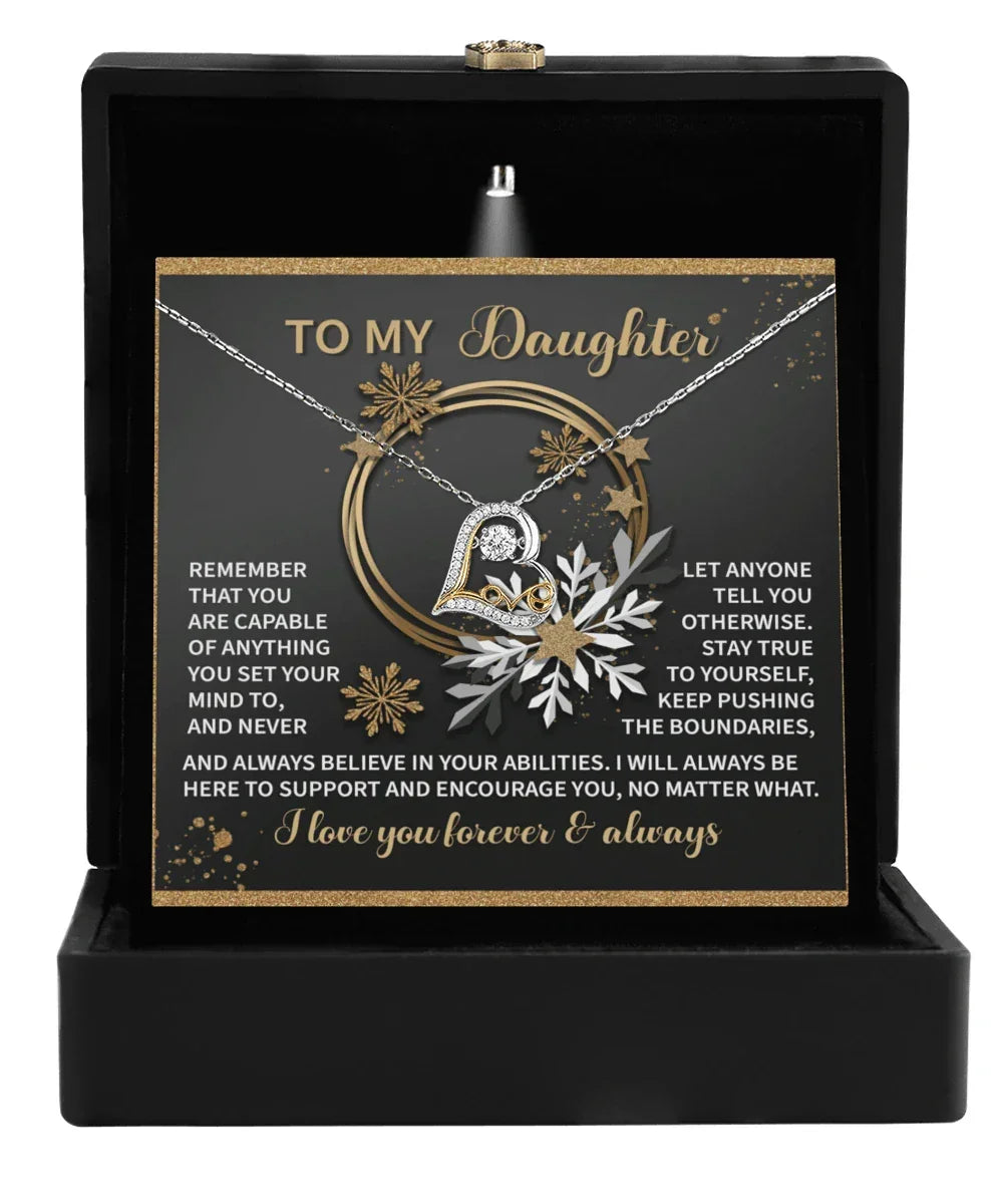 To My Daughter - Set Your Mind Love Dancing Heart Pendant Necklace