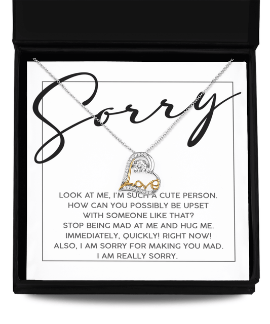 Apology Gift for Girlfriend, Wife, Soulmate - Sorry, Someone Like That - Love Dancing Heart Pendant Necklace - Mallard Moon Gift Shop