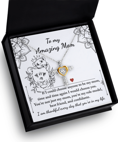 To My Amazing Mom You are my Best Friend, Role Model, and Confidante Cross Pendant Necklace - Mallard Moon Gift Shop