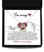 Apology Gift for Girlfriend, Wife, Soulmate - Sorry, Mean The World - Love Dancing Heart Pendant Necklace