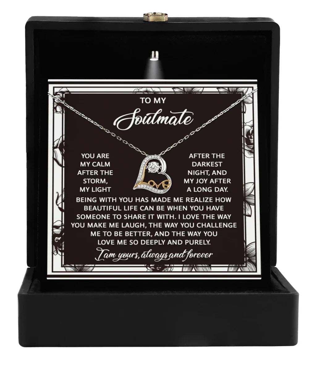 To My Soulmate - Love Dancing Heart Necklace – A Romantic Valentine’s Day Gift with a Heartfelt Message