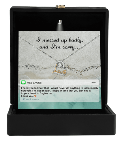 Apology Gift for Girlfriend, Wife, Soulmate - Sorry, I'm Just An Idiot - Love Heart Pendant Necklace - Mallard Moon Gift Shop