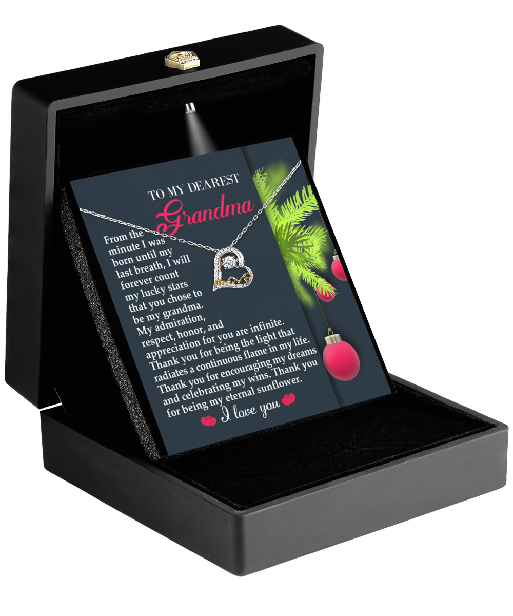 To My Dearest Grandma - I Count My Lucky Stars Love Dancing Heart Pendant Necklace - Mallard Moon Gift Shop