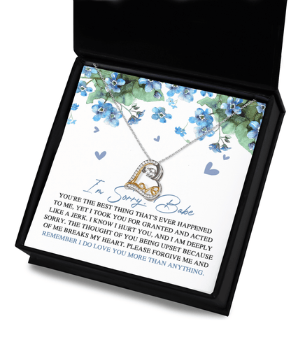 Apology Gift for Girlfriend, Wife, Soulmate - Sorry, More Than Anything - Love Dancing Heart Pendant Necklace - Mallard Moon Gift Shop