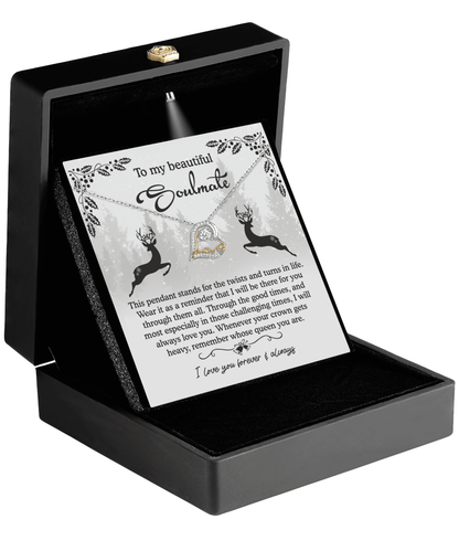 To My Beautiful Soulmate I Will Be There For You Christmas Anniversary Heart Pendant Necklace for Wife Girlfriend Jewelry - Mallard Moon Gift Shop