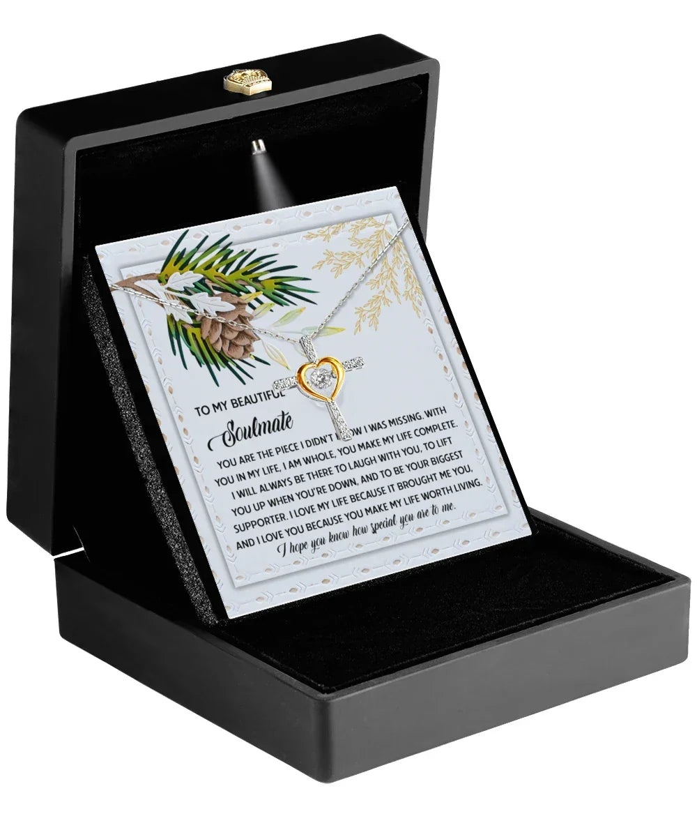 Soulmate, Wife, Girlfriend Romantic Gift - Biggest Supporter Dancing Cross Pendant Necklace