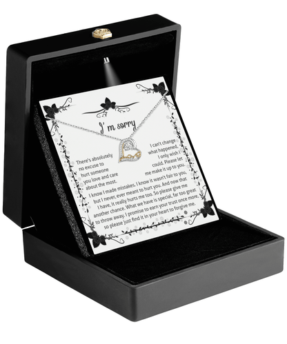 Apology Gift - I'm Sorry, No Excuse, Another Chance - Love Dancing Heart Pendant Necklace - Mallard Moon Gift Shop