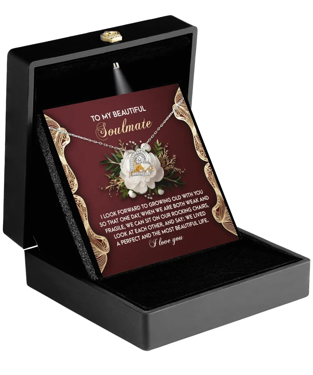 To My Beautiful Soulmate - Love Dancing Heart Necklace – A Romantic Gift Celebrating a Lifetime of Love