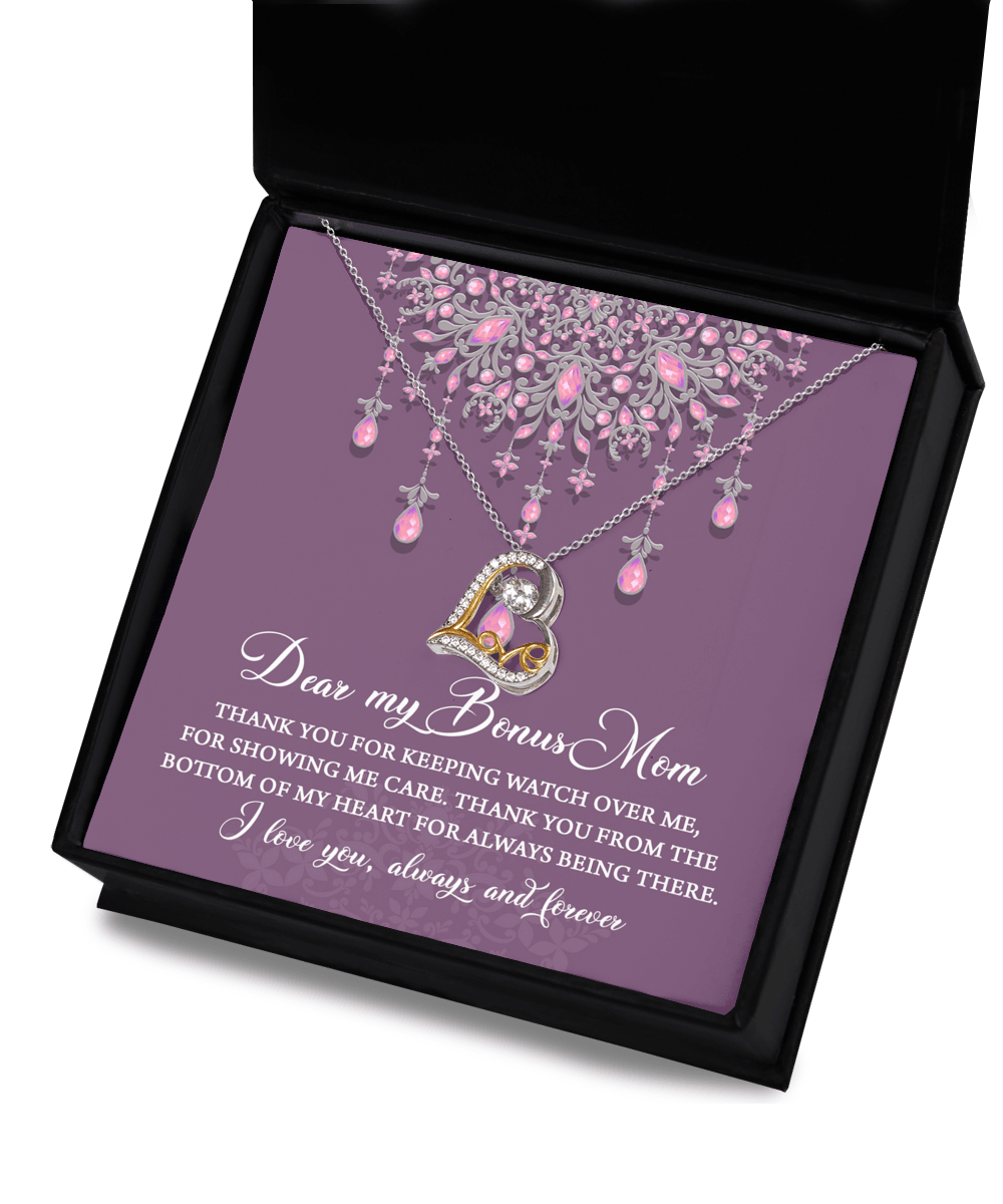 Dear Bonus Mom Thank You for Always Being There Heart Pendant Necklace - Mallard Moon Gift Shop