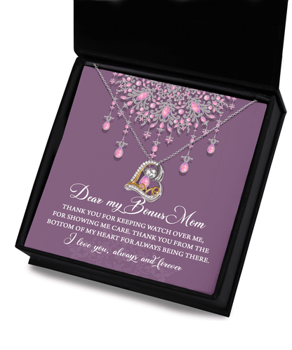 Dear Bonus Mom Thank You for Always Being There Heart Pendant Necklace - Mallard Moon Gift Shop