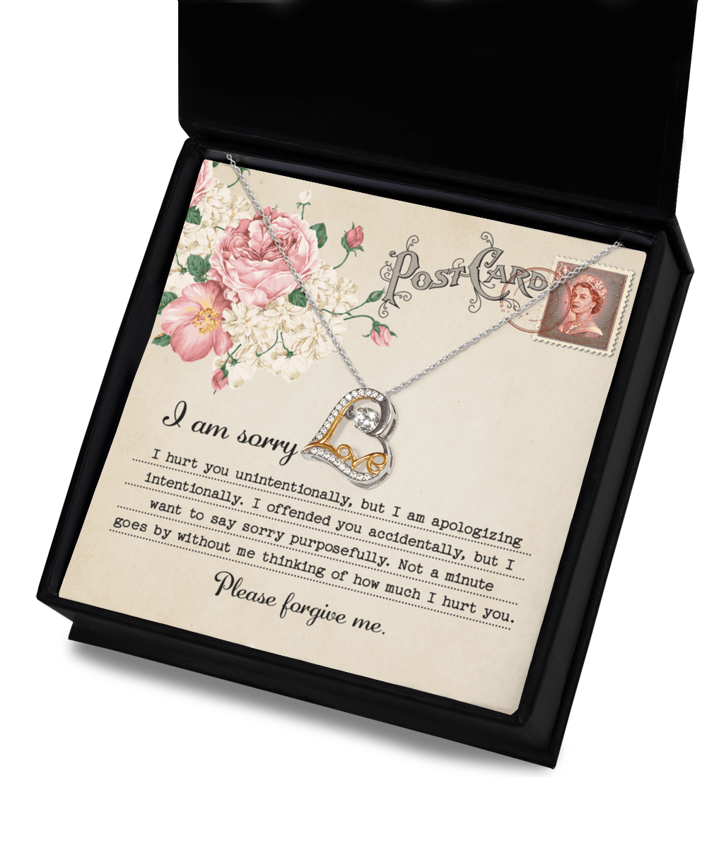 Forgive Me Gift - Sorry I Hurt You, I am Apologizing Intentionally - Love Dancing Heart Pendant Necklace - Mallard Moon Gift Shop