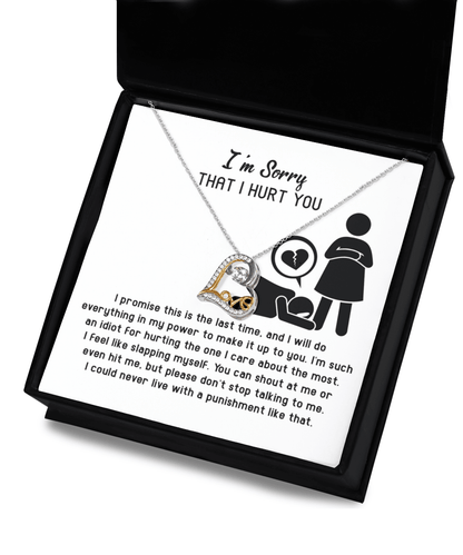 Apology Gift for Girlfriend, Wife, Soulmate - Sorry, Please Don't Stop Talking - Love Dancing Heart Pendant Necklace - Mallard Moon Gift Shop