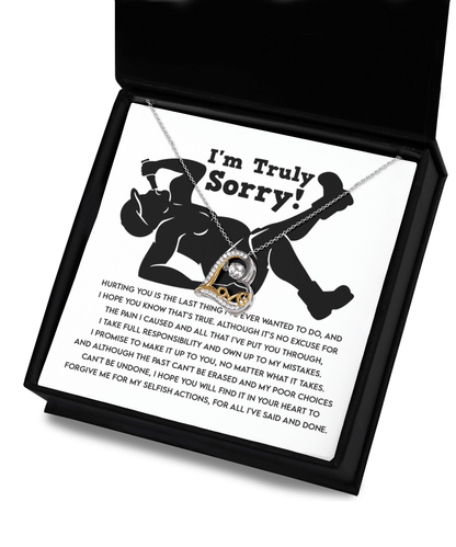 Apology Gift for Girlfriend, Wife, Soulmate - Sorry, Selfish Actions - Love Dancing Heart Pendant Necklace - Mallard Moon Gift Shop