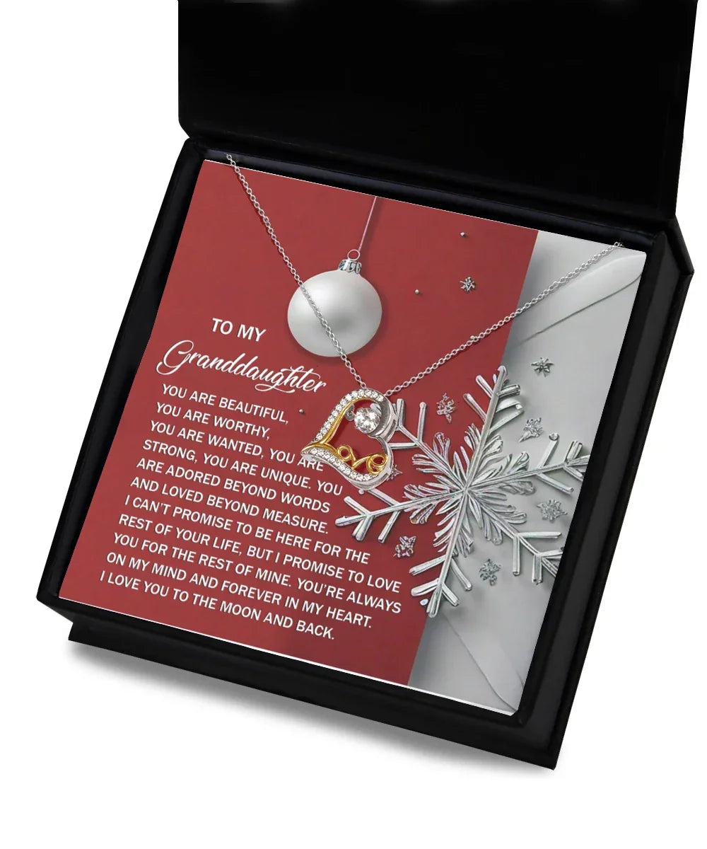 Granddaughter Gift - Moon And Back - Love Dancing Heart Pendant Necklace
