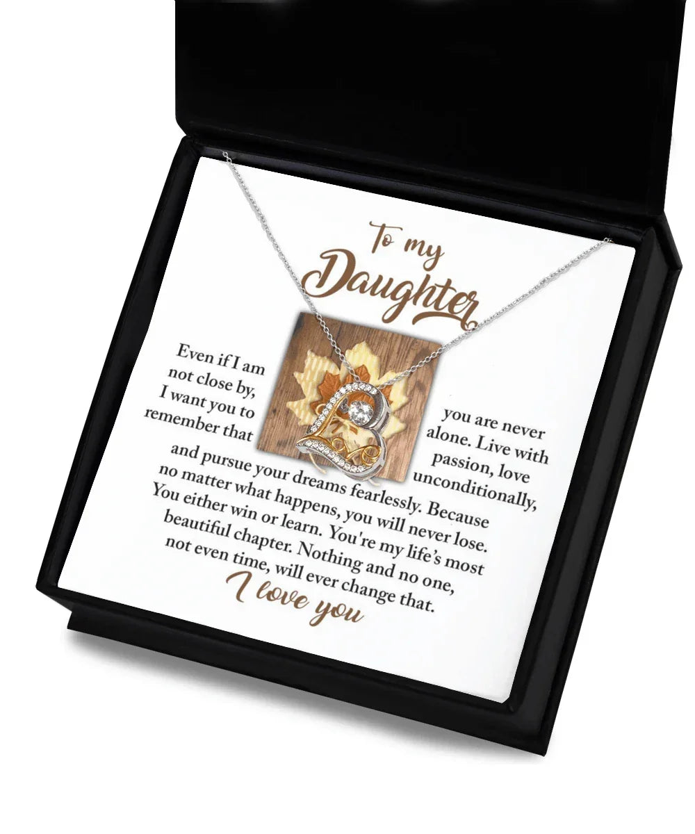 Daughter Birthday, Graduation, Christmas Inspirational Gift - Live With Passion - Love Dancing Heart Pendant Necklace