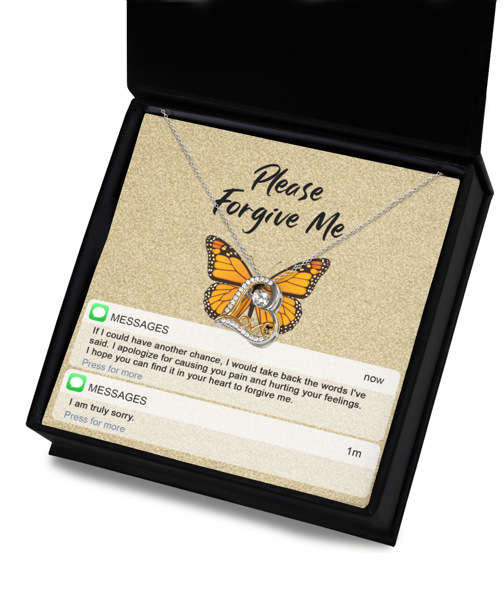 Apology Gift for Girlfriend, Wife, Soulmate - Sorry, In Your Heart - Love Heart Pendant Necklace - Mallard Moon Gift Shop