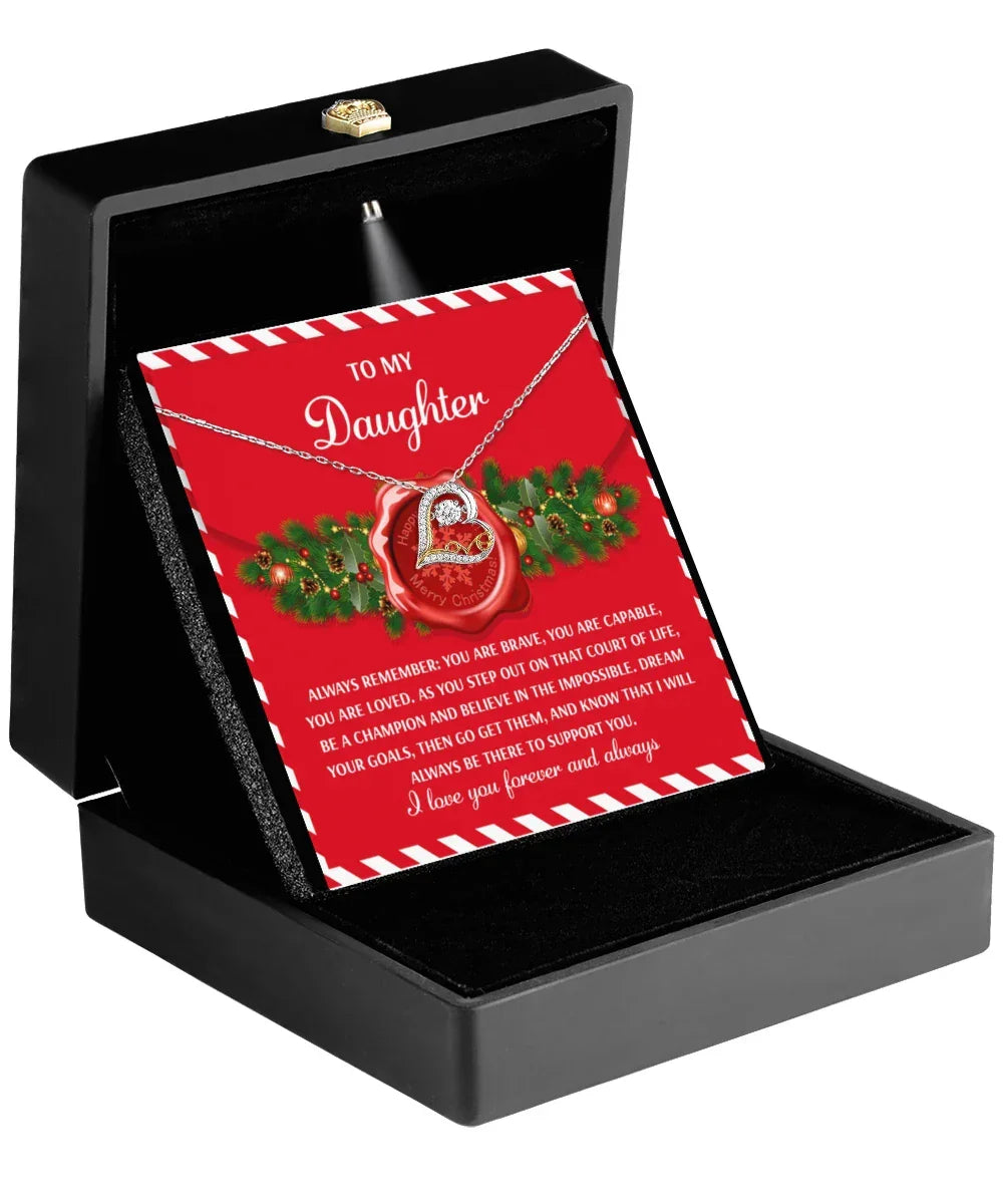Daughter Christmas Present - Be A Champion - Love Dancing Heart Pendant Necklace