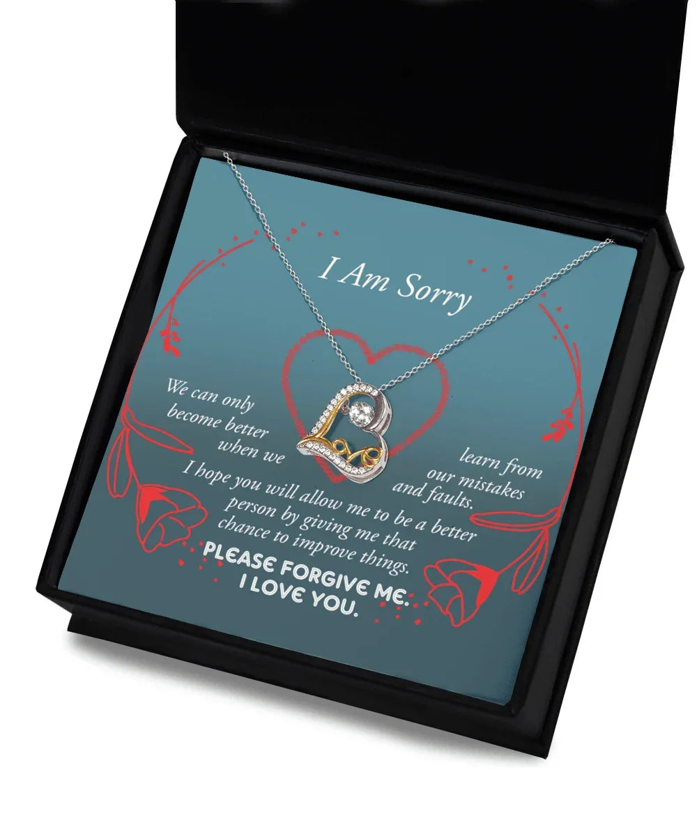 Apology Gift for Girlfriend, Wife, Soulmate - Sorry, Mistakes And Faults - Love Dancing Heart Pendant Necklace