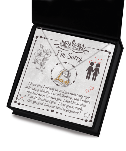 Apology Gift for Girlfriend, Wife, Soulmate - Sorry, I Would Do - Love Dancing Heart Pendant Necklace - Mallard Moon Gift Shop