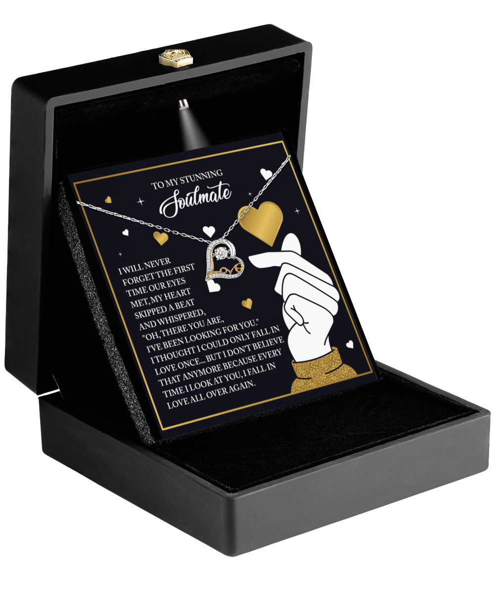 To My Stunning Soulmate - Love Dancing Heart Necklace – A Romantic Valentine’s Day Gift That Celebrates Falling in Love Again and Again - Mallard Moon Gift Shop