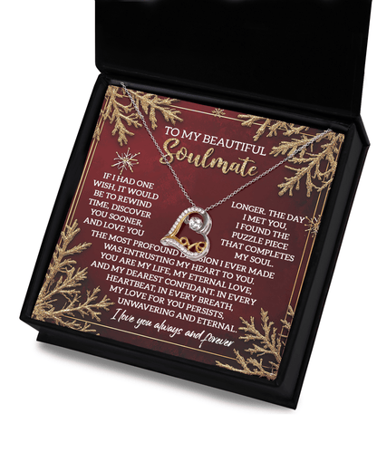 To My Beautiful Soulmate - Rewind Time Love You Longer Christmas Anniversary Heart Pendant Necklace for Wife Girlfriend Jewelry - Mallard Moon Gift Shop