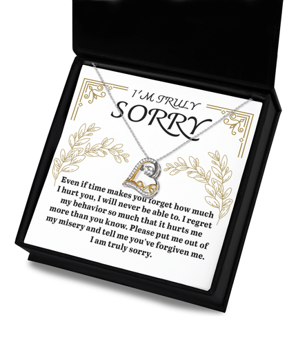 Apology Gift for Girlfriend, Wife, Soulmate - Sorry, It Hurts Me - Love Dancing Heart Pendant Necklace - Mallard Moon Gift Shop