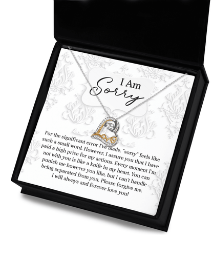 Apology Gift for Girlfriend, Wife, Soulmate - Sorry, Forever Love You - Love Dancing Heart Pendant Necklace - Mallard Moon Gift Shop