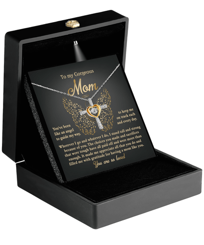 To My Mom You Are Like An Angel To Guide My Way Cross Pendant Necklace - Mallard Moon Gift Shop
