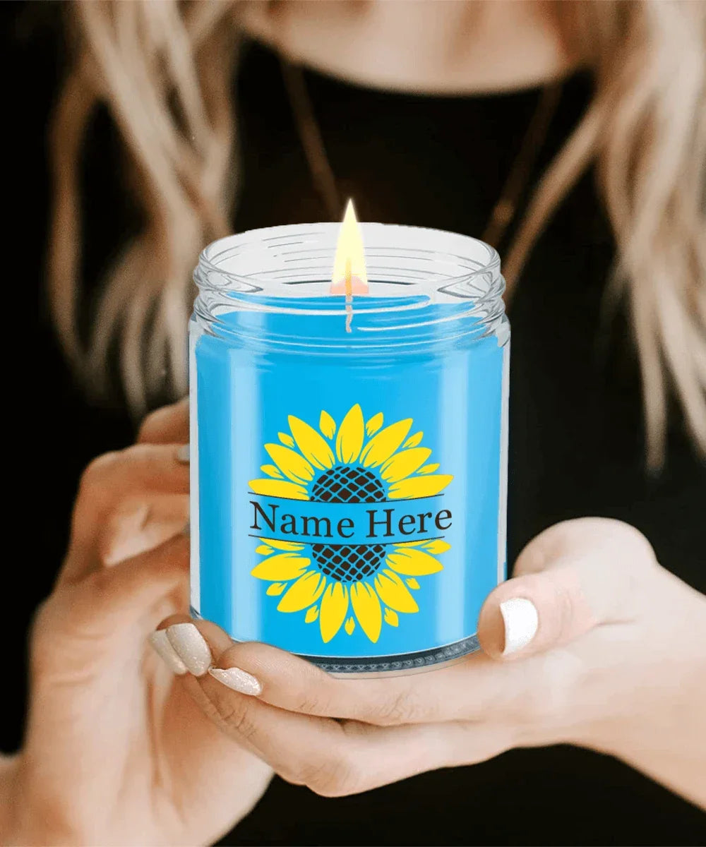 Sunflower Monogram Soy Scented Container Jar Candle