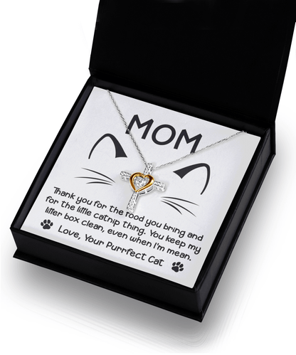 Gift for Cat Mom -Thank you for The Catnip Thing Even When I'm Mean Cross Pendant Necklace - Mallard Moon Gift Shop