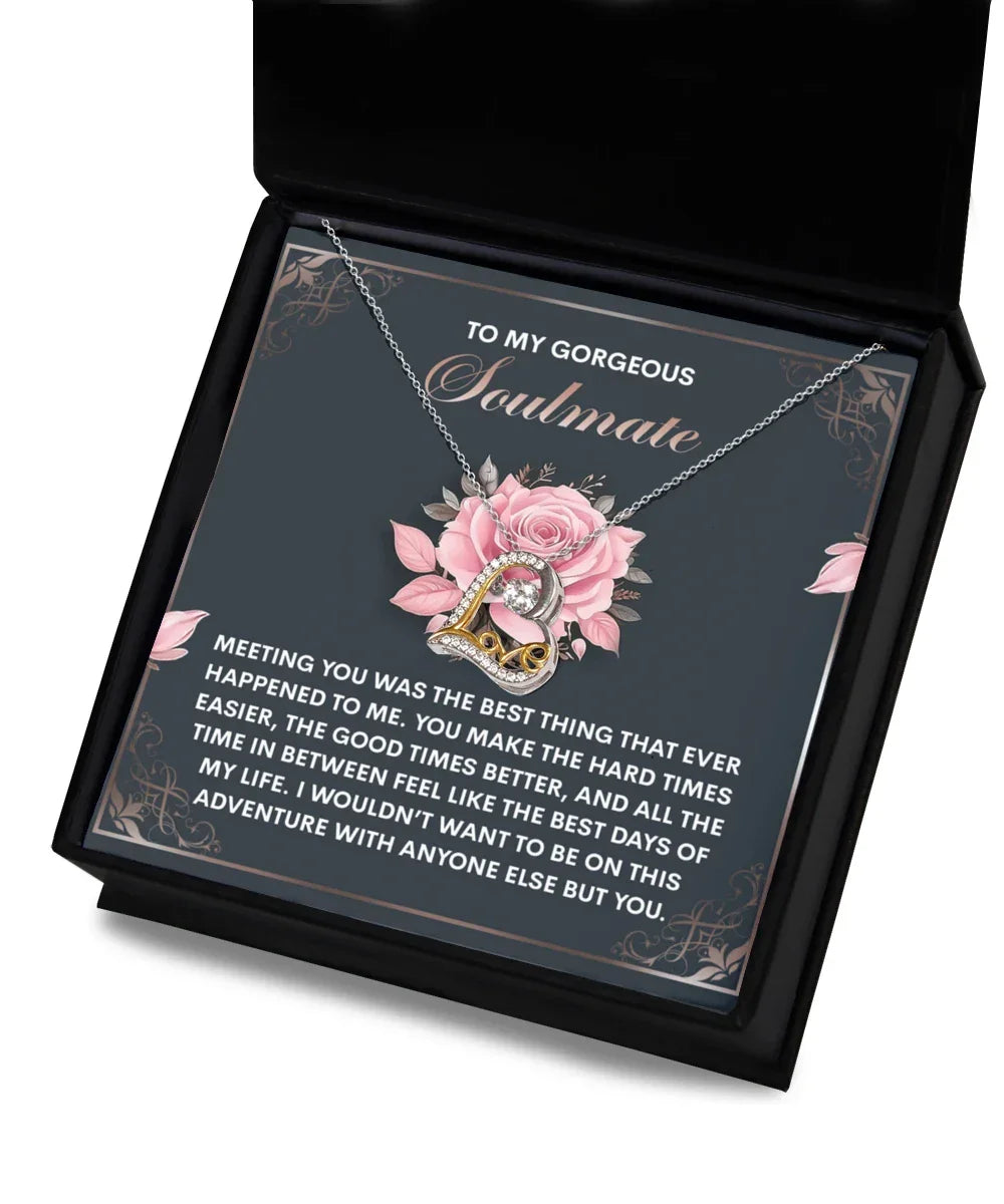 To My Gorgeous Soulmate - Love Dancing Heart Necklace – A Romantic Valentine’s Gift to Celebrate Your Beautiful Journey Together