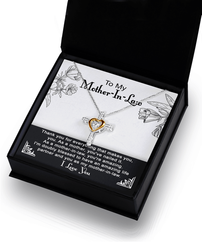 To My Mother-in-Law You Nailed It as a Mother Cross Pendant Necklace - Mallard Moon Gift Shop