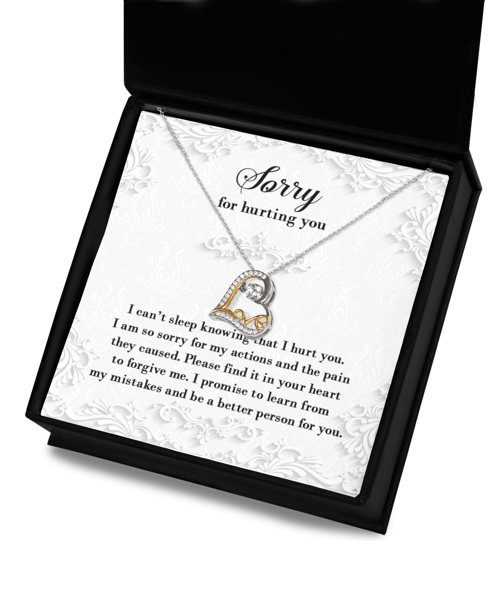 Apology Gift for Girlfriend, Wife, Soulmate - Sorry, Can’t Sleep - Love Dancing Heart Pendant Necklace - Mallard Moon Gift Shop